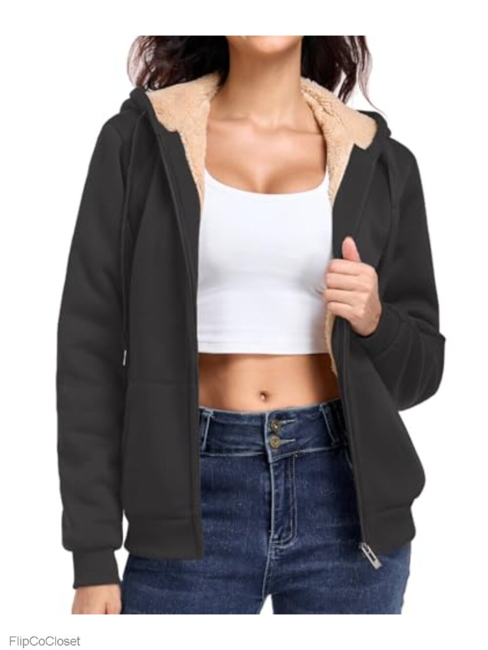 Women's Zip Up Hoodie Fleece Lined Thick Warm Sweatshirt Jacket
